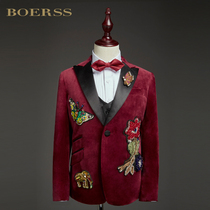 BOERSS children boys dress flower boy British small suit velvet suit velvet suit wedding