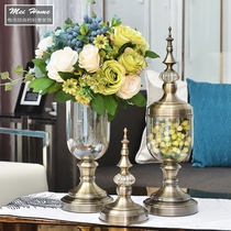 American European vase Model room Home living room decoration Crystal glass vase Flower table TV cabinet ornaments