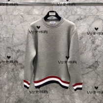  THOM BROWNE 2019 autumn AND winter new TB thickened round sleeves color strip collar pullover sweater