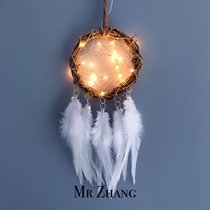 MR ZHANG original dreamcatcher night light lighting girl Indian feather hanging literary gift retro in