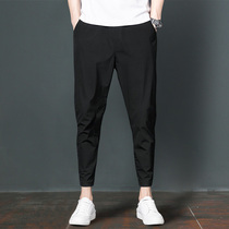 Ankle-length pants Mens Summer Thin Tide Brand Korean version of the trend Joker handsome loose small feet Harlan mens casual pants