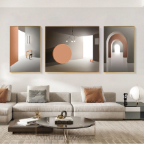 Living room decoration painting modern simple architectural space mural atmosphere abstract light luxury sofa background wall triple hanging painting