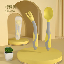 Baby learning to eat training fork spoon Twisted Spoon childrens tableware set silicone soft spoon bent spoon with storage box