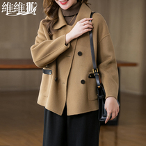 Vivix Fox wool double-sided woolen coat womens woolen coat without cashmere 2021 New lapel short small man