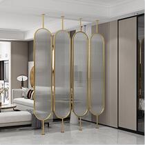 Nordic light extravagant glass screen partition wall rotatable steel-toughened long iridescent glass minimalist modern living room Hyun Off shelter