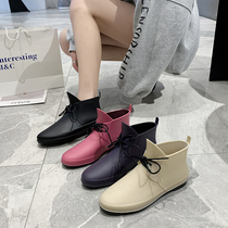 Korean fashion rain shoes womens short tube rain boots low-top water shoes shopping waterproof kitchen rubber shoes non-slip restaurant work shoes