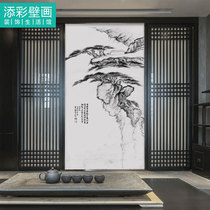 The entrance gate Yingkesong ink painting wallpaper custom entrance door vertical landscape wall cloth modern new Chinese Wall cloth