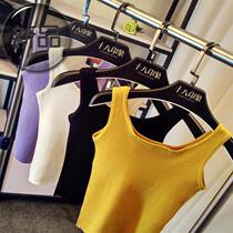  u2020 summer new Korean version of the short wild outside wear solid color sleeveless knitted base shirt suspender small vest e