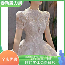 Light wedding dress 2021 new bridal rework extravagant retro high level Palace Superior Palace Wind Small Submain Yarn Trailing temperament