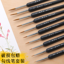 Wolf Horizontal Paint Brush Oil Painting Watercolor Brush Water Powder Acrylic Hand Painting Extra Fine Edge Drawing Set Craftsman Stroke Painting for Chinese Art Student Face Minor Drawing Paint Nylon