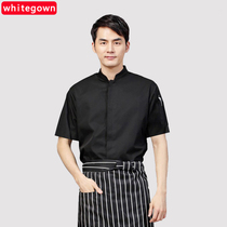 Chefs clothing spring and summer short-sleeved tooling kitchen clothing mens and womens western restaurant restaurant back kitchen hotel chef overalls