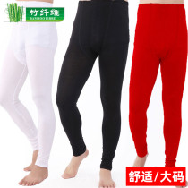 Mens thin autumn pants bamboo fiber plus fat fat fat man cotton wool pants mens one-piece leggings