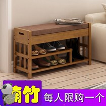 Simple shoe rack shoe changing stool solid wood shoe cabinet simple modern economy door hall multi-function locker wear
