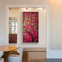 Red rich fortune tree oil painting hand-painted European living room stairwell hanging painting entrance porch corridor painting decorative painting