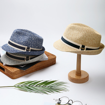 Straw hat new mens big head round hat American single clip flower tide couple parent-child topper Beach hat visor hat