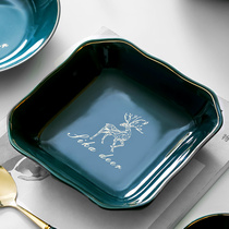 Emerald plate Japanese ceramic tableware creative cuisine with a quartet dish red west dish