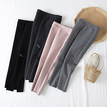 Girls underpants wear outside 2021 2021 fall new pure cotton high waist grinding wool thickened children foreign air girl long pants