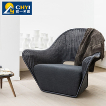 Outdoor sofa single rattan chair Southeast Asia rattan sofa Hotel Sunshine Room model room homestay creative leisure chair