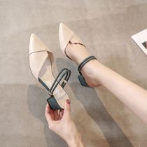 Baotou sandals womens summer 2021 New Fashion Fairy wind with thick heels and small high heels wear half-drag shoes