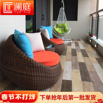 Balcony small table and chair rattan chair three-piece set rattan net red simple casual lazy rattan chair outdoor garden leisure table and chair