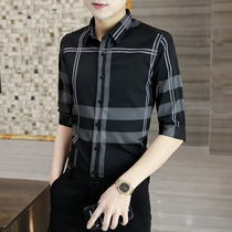 Summer Mens Short Sleeve Shirt Thin Half sleeve Plaid Shirt Slim Casual Jacket Half Sleeve Korean Inch Shirt Tide