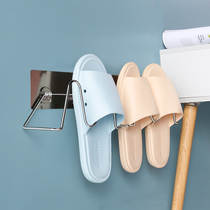 Perforated Bathroom Slippers Rack Wall Rack Toilet Shoe Rack Containing God Instrumental Shelf Wall-mounted Drain