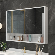 Bathroom mirror cabinet Wall-mounted toilet mirror cabinet Bathroom mirror box with shelf Solid wood storage storage toilet