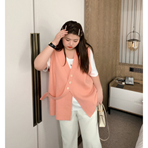 ALIN customized big code 2022 early spring new v collar sweater woman design feeling small crowdsourced loose knit horse chia 200 catty