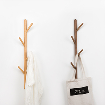 Wall creative hanger door solid wood wall hanging clothes hook wall hanging clothes hat branches simple row hook