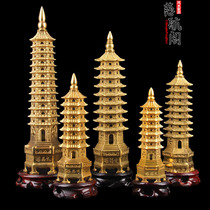 Copper Wenchang Tower ornaments seven-story nine-story ten-three-story desk copper tower base alloy Wenchang Tower ornaments
