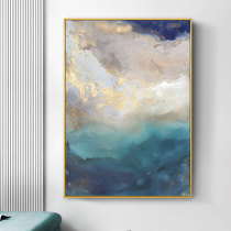 Hand-painted Oil Painting American Gold Leaf Abstract Decoration Painting Clouds Sea Living Room Genguan Corridor-Like Room Hung Painting New Products
