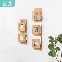 Inman oak solid wood wall shelf storage rack Picture book data rack Wall book newspaper magazine rack Newspaper bookshelf