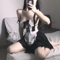 Make your cat ears cute sexy halter apron strap-on cos maid outfit Super sweet maid sex uniform
