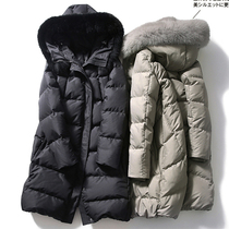  ROUJE POWER white goose down down jacket 2021 spring new thick big fur collar warm hooded jacket