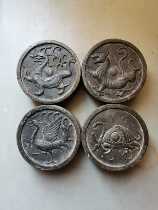 Han brick small shop Han brick tea table ancient brick pot bearing dry foam table four lingering tiles as pot bearing base ornaments