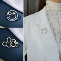 High-grade zircon light luxury collection fixed button clothes smiley face pin suit sweater coat exquisite accessories brooch women