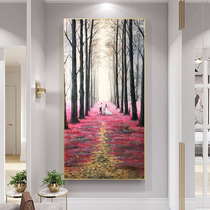 Hand Painted Oil Painting Woods Landscape Decoration Painting Xuanguan Entrance Veranda Bedroom Sofa Background Wall Materia Beauty Hang Painting Fresco