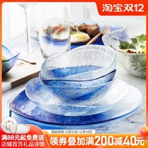 Nordic imported tempered glass tableware dish Dish Home creative dish dish dish Western plate eating bowl soup plate