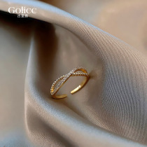 Cross-diamond ring women fashionable personality in daily light luxury network red temperament index finger ring