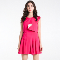 Thanksgiving feedback# high-end UH0A0021 temperament ruffle mosaic dress lady style spring