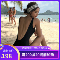 2021 new swimsuit womens summer one-piece sexy triangle bikini Korea ins backless thin surf suit swimsuit