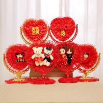 Wedding supplies Red mirror Bride dowry wedding desktop portable cartoon newcomer dowry makeup mirror