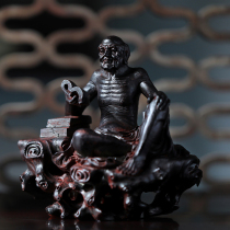 Damo Zen Indian leaf sandalwood carved pure hand mahogany statue collection of precision artwork 8059