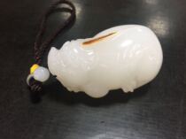 Qingdau 1 Yuan to shoot Xinjiang and Tian Yubai jade with leather leash Pendant Natural Jade Pendant Natural Jade Pendant male and female Pendant Ornaments