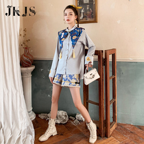 Womens Tang dress top Vintage Chinese womens clothing modified National tide plate buckle Cheongsam Hanfu womens daily Chinese style shirt