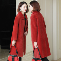 Sheep shearing coat womens winter Korean version of the new grain wool fur one in one medium-long lamb fur grass coat