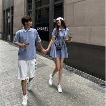 Small crowddesign Emotional Couples Summer New Polo Short Sleeve T-Shirt Fataway Dress Woman One Dress and Ins Chaos