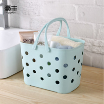 Bath basket tote basket Korea cute bath basket plastic small storage basket bathroom storage basket bath basket washing basket