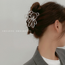 Hollow bear hairclip female Japanese Korean style simple temperament grab clip back of the head Net Red new clip headgear shark clip