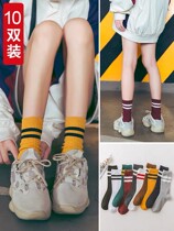 Long socks Lady tube spring and autumn solid color cotton socks pile socks Korea autumn and winter thin long tube autumn ins tide
